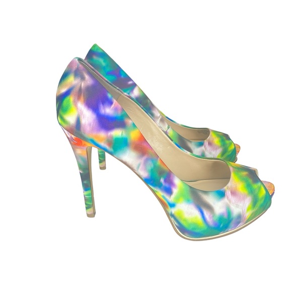 Guess Honora Watercolor Platform Peep Toe Stiletto Pump size 7.5 - Picture 4 of 8